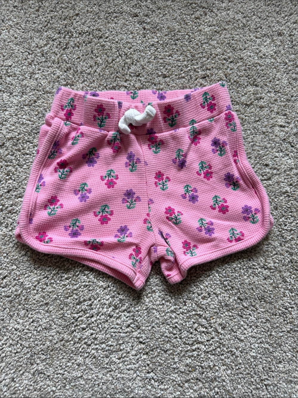 Carter's Baby Girl Pink Floral Waffle Knit Pull-On Dolphin Shorts 9 Months